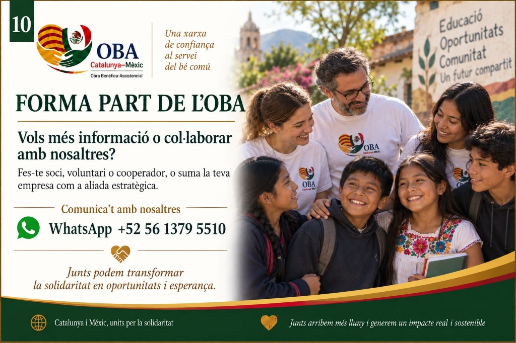 Forma part de l'OBA — Fes-te soci, voluntari o cooperador. WhatsApp +52 56 1379 5510.